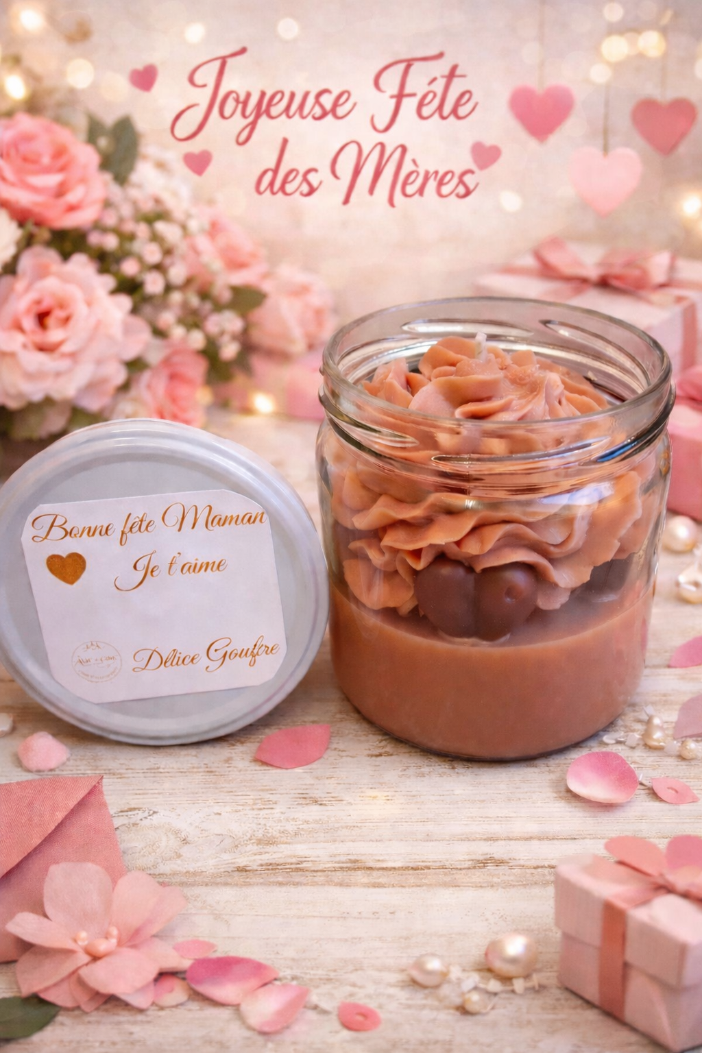 💝 Délice Gaufre - Bougie gourmande Fête des mères