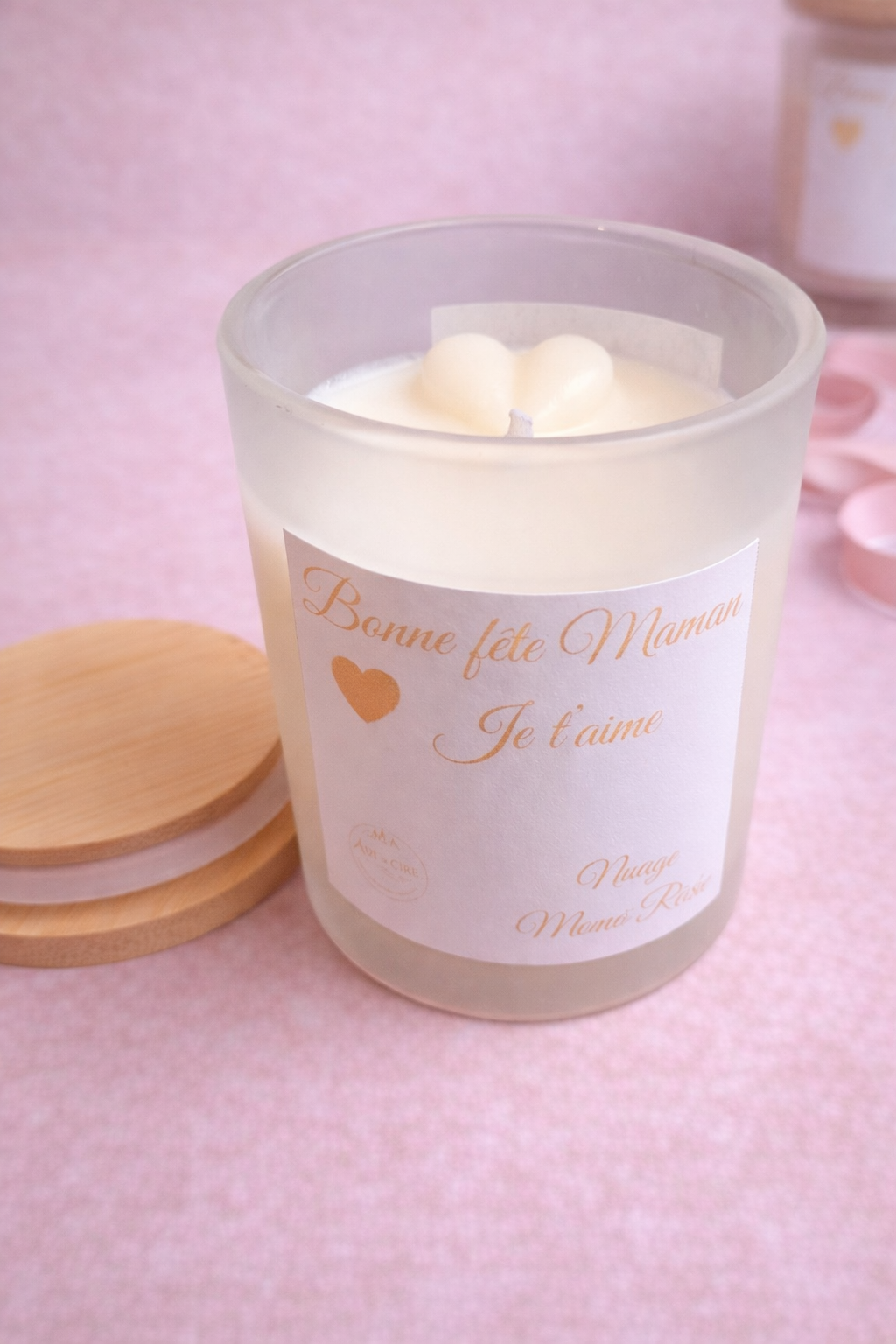 💝 Nuage Monoï Pêche - Bougie douce Fête des mères